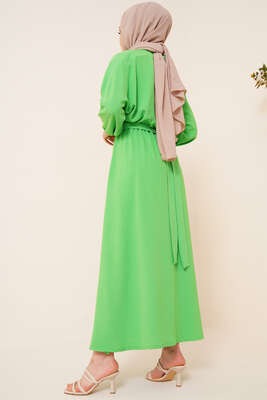 Yarasa Kol Mevlana Elbise Yeşil - Thumbnail
