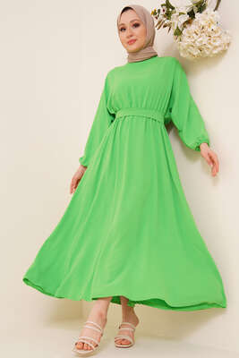 Yarasa Kol Mevlana Elbise Yeşil - Thumbnail