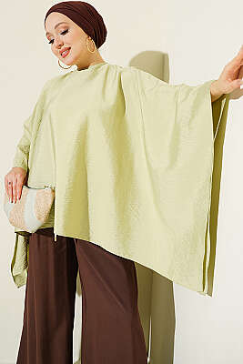 Yarasa Kol Oversize Bluz Çağla Yeşili - TABLO FASHİON