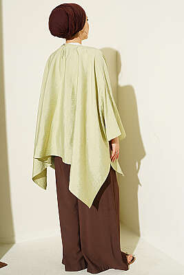 Yarasa Kol Oversize Bluz Çağla Yeşili - Bluz