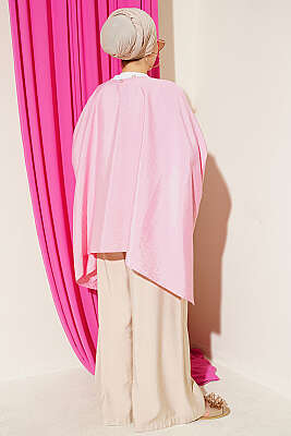 Yarasa Kol Oversize Bluz Pembe - Bluz