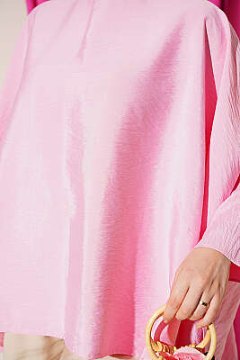 Yarasa Kol Oversize Bluz Pembe - Bluz