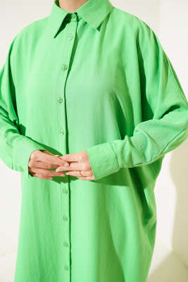 Yarasa Kol Oversize Uzun Gömlek Yeşil - 100-300 TL Ürünler
