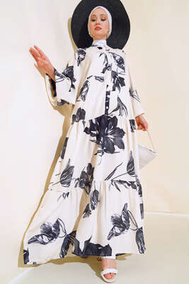 Yarasa Kol Salaş Elbise Antrasit - Tesettür Elbise