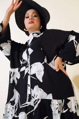 Yarasa Kol Salaş Elbise Siyah - Tesettür Elbise