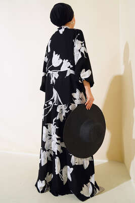 Yarasa Kol Salaş Elbise Siyah - Tesettür Elbise