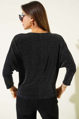 Yarasa Kol Simli Bluz Siyah - Kadın Giyim Modelleri