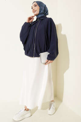 Yarasa Kol Tensel Kısa Ceket Lacivert - Ceket
