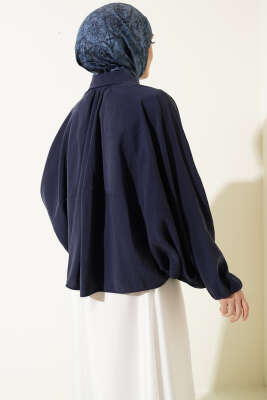 Yarasa Kol Tensel Kısa Ceket Lacivert - Ceket