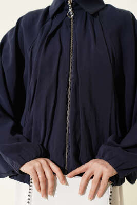 Yarasa Kol Tensel Kısa Ceket Lacivert - Ceket