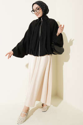 Yarasa Kol Tensel Kısa Ceket Siyah - Ceket