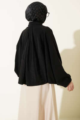 Yarasa Kol Tensel Kısa Ceket Siyah - Ceket