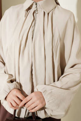 Yarasa Kol Tensel Kısa Ceket Taş - Ceket