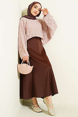 Yarasa Kol Triko Ajur Kazak Pudra - Triko Kazak