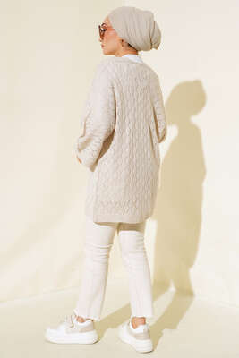 Yarasa Kol Triko Hırka Bej - Triko Hırka