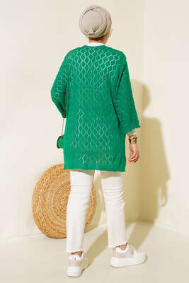 Yarasa Kol Triko Hırka Yeşil - Triko Hırka