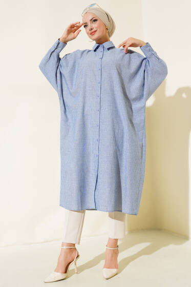 Yarasa Kol Uzun Gömlek İndigo - Gömlek