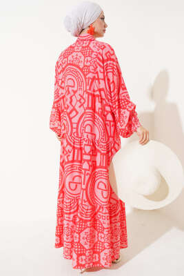 Yarasa Kol Viskon Elbise Oranj - Elbise