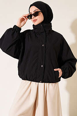 Yarasa Kollu Oversize Ceket Siyah - CALİENTE