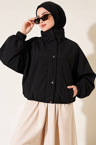 Yarasa Kollu Oversize Ceket Siyah - Yeni Sezon Kadın Ceket