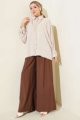 Yarasa Kollu Oversize Gömlek Bej - 500-700 TL Ürünler