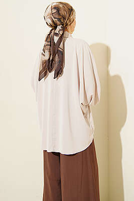 Yarasa Kollu Oversize Gömlek Bej - 500-700 TL Ürünler