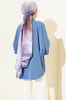 Yarasa Kollu Oversize Gömlek Mavi - 500-700 TL Ürünler