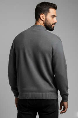 Yarım Balıkçı Basic Erkek Triko Kazak Füme - Erkek Kazak