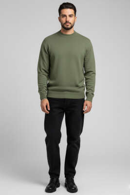 Yarım Balıkçı Basic Erkek Triko Kazak Haki - Erkek Kazak