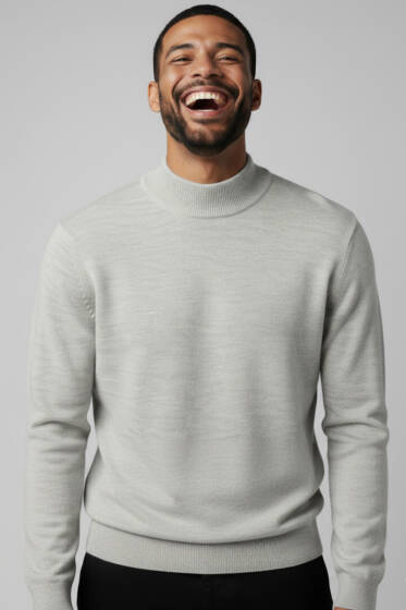 Yarım Balıkçı Basic Erkek Triko Kazak Taş - Erkek Kazak