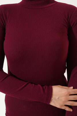 Yarım Balıkçı Fitilli Body Bordo - Yeni Sezon Tesettür Bluz