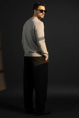 Yarım Balıkçı Triko Erkek Kazak Gri - Erkek Kazak