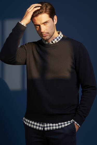 Yarım Balıkçı Triko Erkek Kazak Lacivert - Erkek Kazak