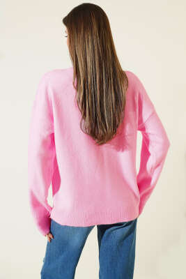 Yarım Balıkçı Yaka Basic Kazak Pembe - Kadın Giyim Modelleri