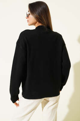 Yarım Balıkçı Yaka Basic Kazak Siyah - Kadın Giyim Modelleri