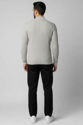 Yarım Balıkçı Yaka Erkek Triko Kazak Gri - Erkek Kazak