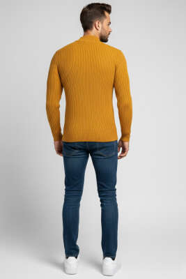 Yarım Balıkçı Yaka Erkek Triko Kazak Hardal - Erkek Kazak