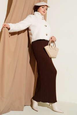 Yarım Balıkçı Yaka Gold Düğmeli Ceket Ekru - Ceket