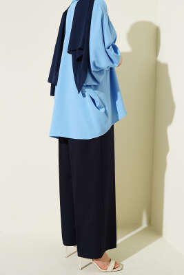 Yarım Bel Lastikli Basic Pantolon Lacivert - Pantolon