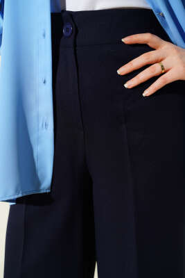 Yarım Bel Lastikli Basic Pantolon Lacivert - Pantolon