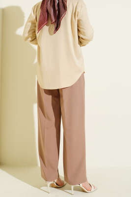 Yarım Bel Lastikli Basic Pantolon Latte - 300-500 TL Ürünler