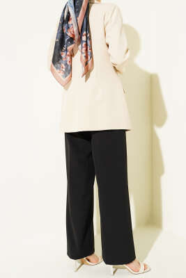 Yarım Bel Lastikli Basic Pantolon Siyah - Pantolon