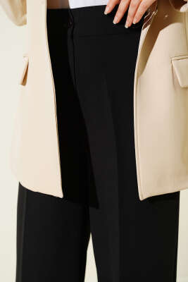 Yarım Bel Lastikli Basic Pantolon Siyah - Pantolon