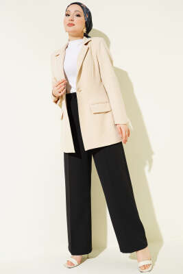 Yarım Bel Lastikli Basic Pantolon Siyah - Yılın Fırsatı