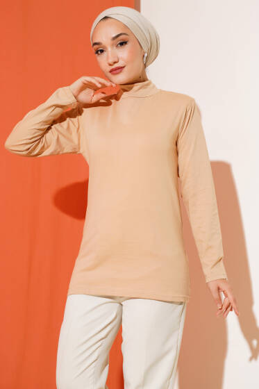 Yarım Boğazlı Badi Latte - Tunik