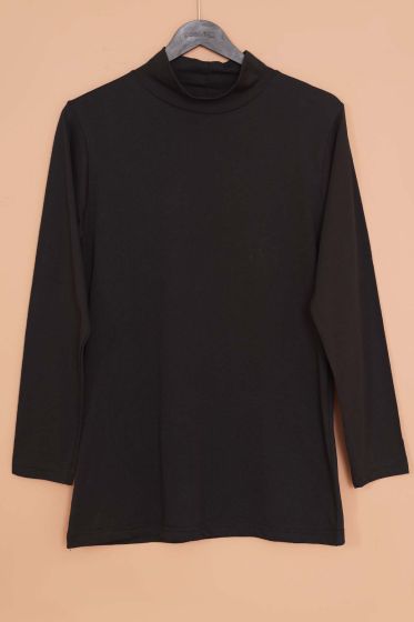 Yarım Boğazlı Badi Siyah - Tunik