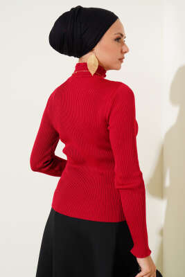 Yarım Boğazlı Balıkçı Triko Kazak Bordo - Yılın Fırsatı