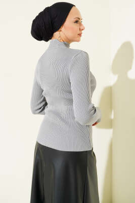 Yarım Boğazlı Balıkçı Triko Kazak Gri - Triko Kazak