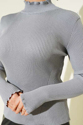 Yarım Boğazlı Balıkçı Triko Kazak Gri - Yılın Fırsatı