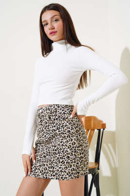 Yarım Boğazlı Fitilli Body Beyaz - Kadın Giyim Modelleri